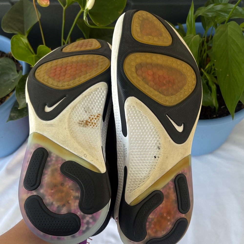 Nike Blue and Black Knit Running Shoes with Purple Tabs - Picture 5 of 6